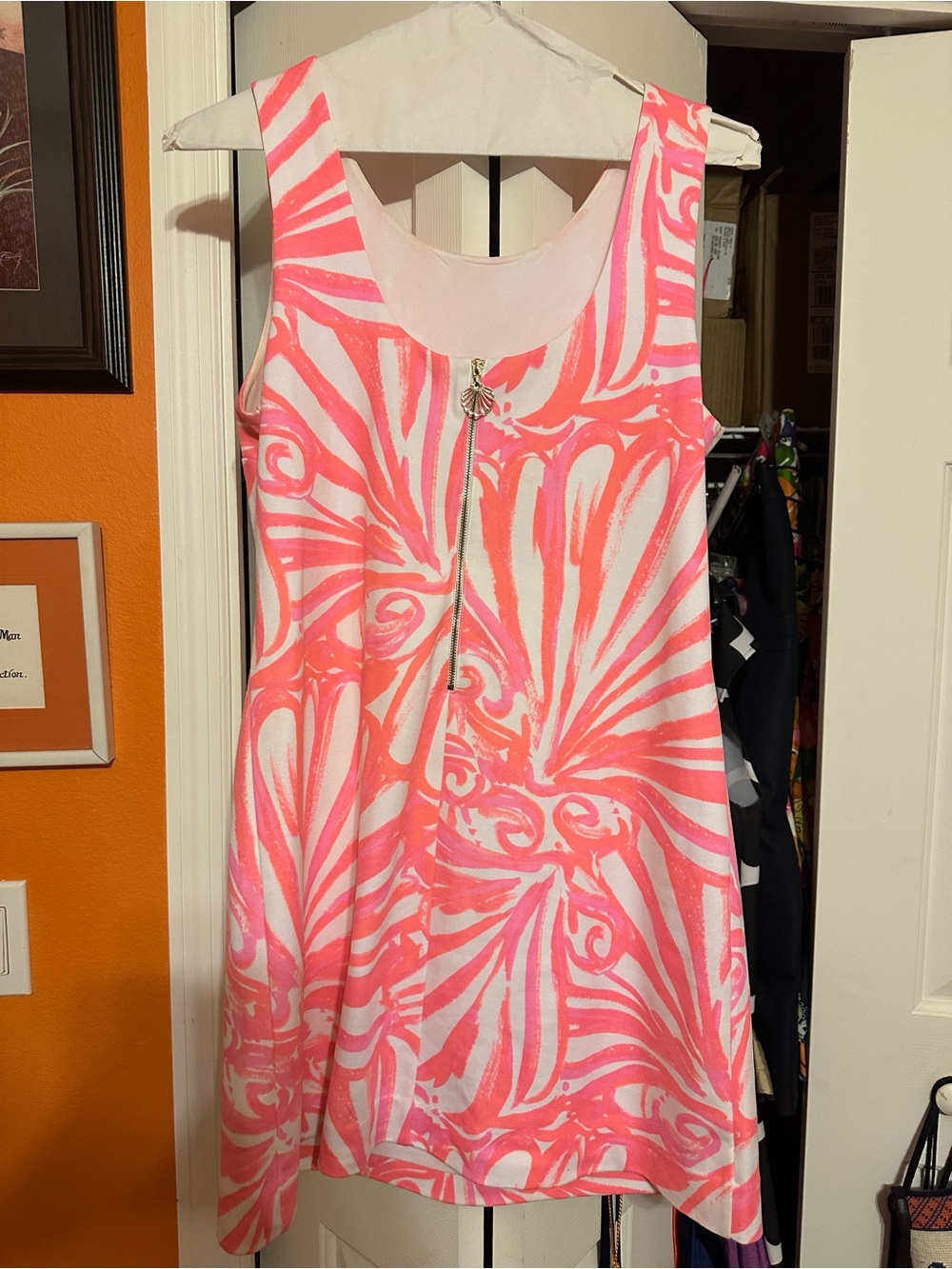 Lilly Pulitzer Coral Pink and White Sleeveless Shift Dress